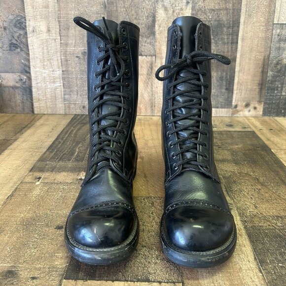 Double H 975 Vintage Cap Toe Black Jump Boots Mens 8 D - Picture 7 of 12